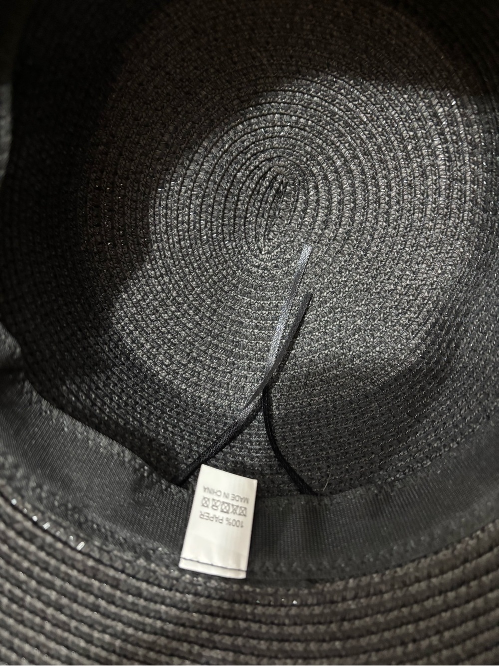 Women’s black raffia straw hat with a cream ribbon,embellished bow detail. NWOT - Picture 6 of 10